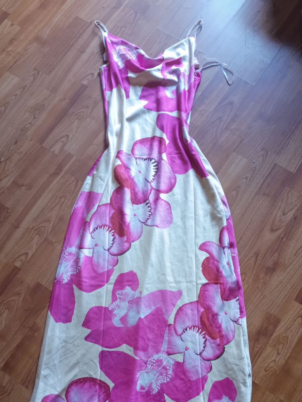 Floral Slip Maxi Dress in Pink and Cream